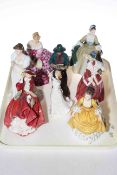 Seven Royal Doulton ladies including Christmas Morn, Victoria, Maria, Thinking of You, etc,