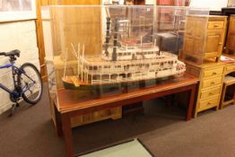 Large model of the paddle steamer 'Lulu Belle' in perspex case on separate wooden stand (case 92cm