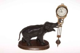 Victorian spelter elephant pendulum clock, overall height 28cm.