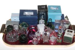 Collection of assorted glass paperweights, glass animals, etc.