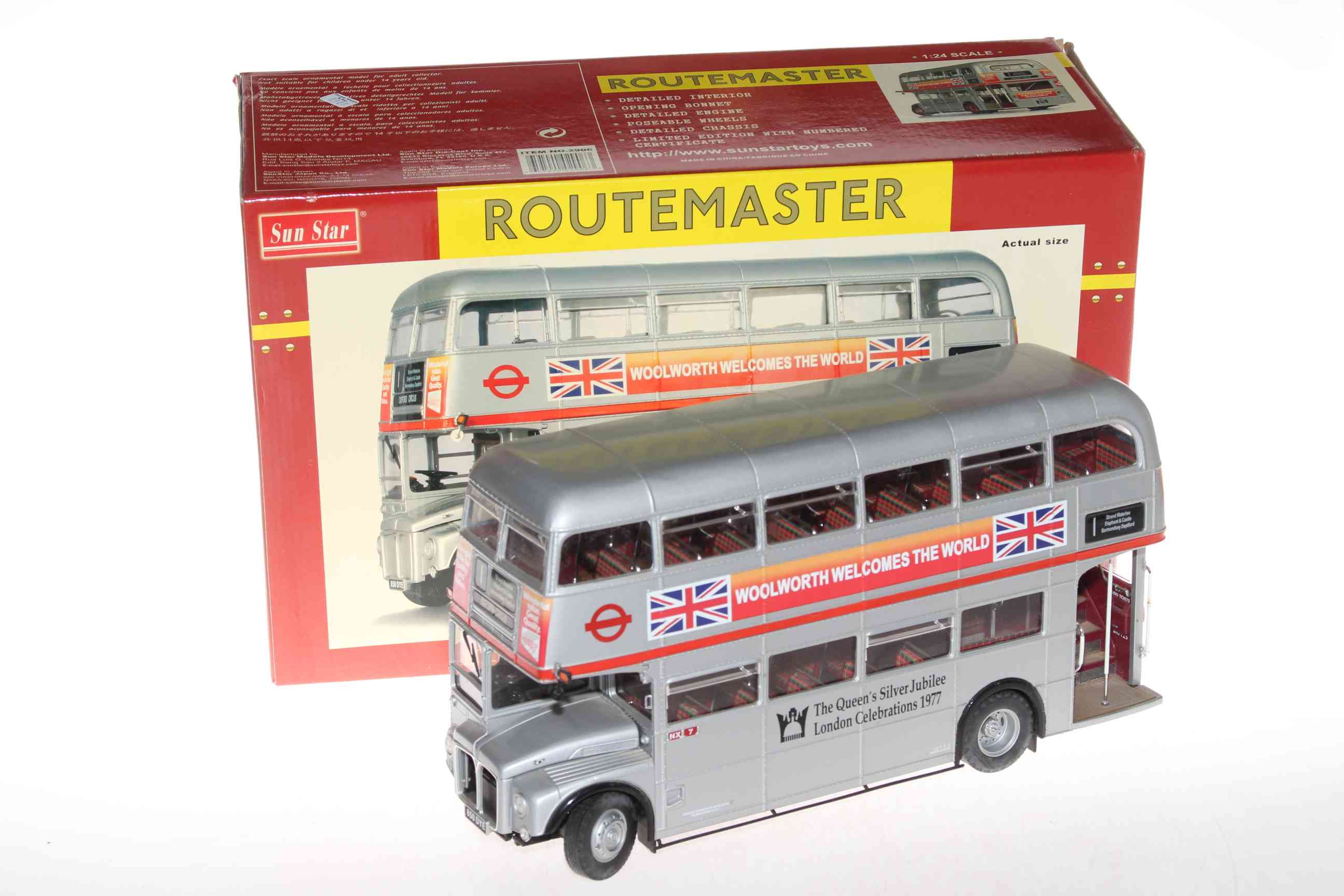 Sun Star 'Routemaster' Queens Jubilee London 1977 Woolworth Bus, boxed.
