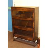 Early 20th Century oak Globe Wernicke style three height bookcase, 123cm by 86.5cm by 28cm.