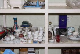 Collection of part tea services including Paragon, Aynsley, Royal Albert, boxed Crystal, figurines,