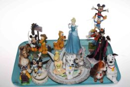 Collection of Disney character figures including Royal Doulton Cinderella and Maleficent,