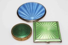Silver and green enamel compact, Birmingham 1934, 6.