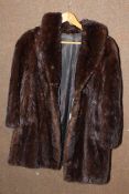 Mink fur coat, size 14 approximately.