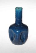 Linthorpe Pottery blue glazed dimple bottle vase, shape no. 24, 26cm.