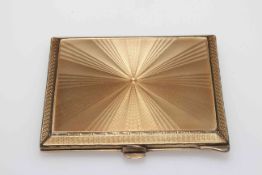 Art Deco silver and beige enamel compact, the fitted interior with lipstick, maker AC,