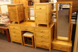 Bespoke six piece bedroom suite comprising nine drawer pedestal dressing table, stool,