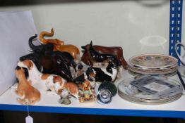 USSR dog figurines, carved wood wild animals, Beswick, Goebel, Coalport commemorative plates, etc.