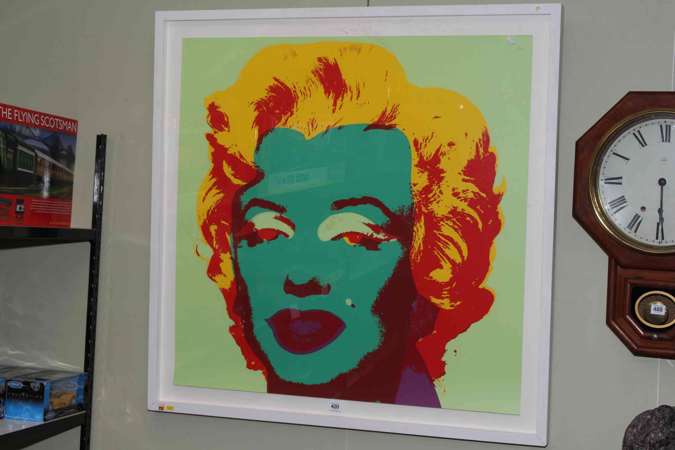 After Andy Warhol, 'Marilyn' - Sunday B. Morning, image 91cm by 91cm, in glazed frame.