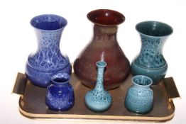 Collection of six Royal Lancastrian vases.