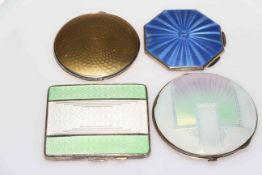 Art Deco silver and enamel compact, circular with shaded colour, Birmingham 1937, 8.