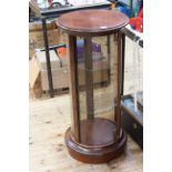 Cylindrical display cabinet, 88.5cm by 42cm diameter.