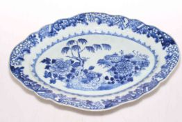 18th Century Chinese oval blue and white ashet.