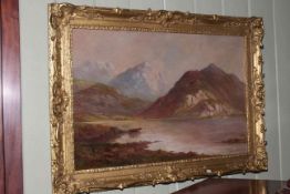 Graham Williams, Crummock Water, oil on canvas, signed lower right, 49.5cm by 74.5cm, in gilt frame.