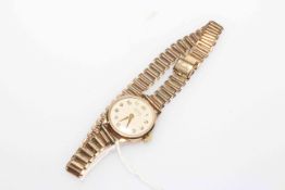 9 carat gold Ladies Buren bracelet watch.