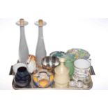 Pair of Wedgwood Pottery bottles, Winton Chintz bon bon dish, USSR Collie, Iden Pottery vase,