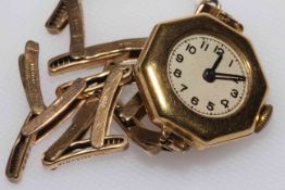 9 carat gold Ladies bracelet watch.