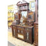 Victorian walnut and gilt decorated mirror back sideboard, 228cm by 153cm by 48cm.