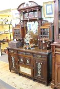 Victorian walnut and gilt decorated mirror back sideboard, 228cm by 153cm by 48cm.