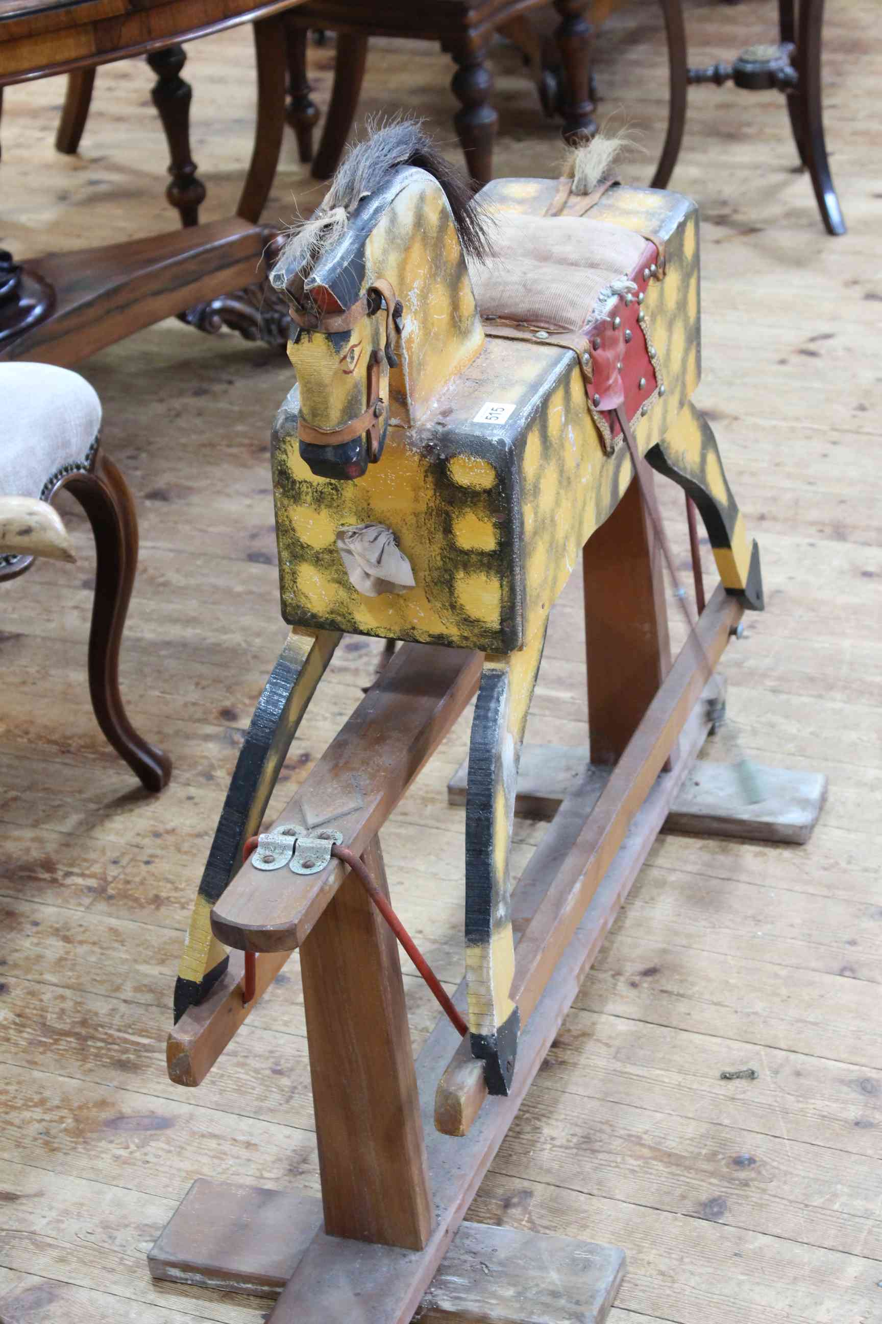 Sponge painted rocking horse on safety stand, 84cm by 106cm. - Image 2 of 2