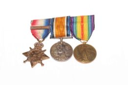 WWI British 1914 Mons Star, 1914-1918 war medal and civilisation awarded to 44476 GNR P.G.