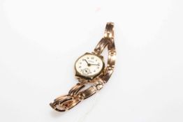 9 carat gold Ladies bracelet watch.