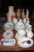 Aynsley Wild Tudor, commemorative plates, table lamps with shades, trinket boxes, etc.