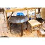 Fischel 1930's oval walnut two tier table and Victorian low side chair (2).