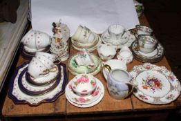 Collection of part teawares including Shelley, Hammersley, Wileman, Noritake, Limoges, etc.