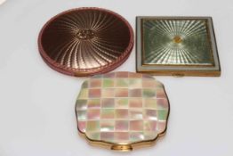 Vintage Rex Fifth Avenue compact, 7.5cm square, and two further vintage compacts (3).