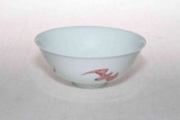 Chinese bat decorated bowl, six character mark within double line border, 15cm diameter.