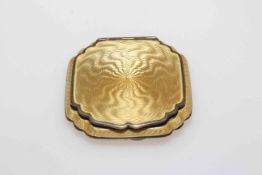 Asprey's silver and gold enamel compact of shaped square form and with swivel grille,