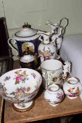 Caverswall china including pair of ewers, lidded urn vase x 2, Royal Wedding Loving cup,