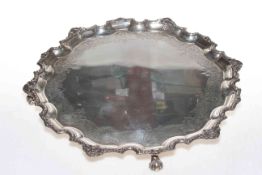 Mappin & Webb silver salver, having engraved border and ornate rim, Sheffield 1936, 38.5cm diameter.