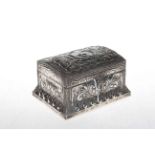 Continental silver/white metal embossed jewellery box.