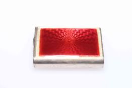 German sterling silver and red enamel compact,