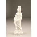19th/20th century Chinese Dehua porcelain (blanc de chine) figure of goddess Guanyin, 39cm high.