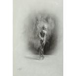 Darren Baker ARR Framed charcoal drawing, signed 'Ballet Dancer' 24cm x 18cm