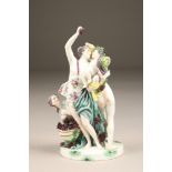 French porcelain group figure, stamped D.U. to base, height 25cm.