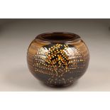 Scottish studio pottery, Robert Sinclair Thomson (1915-1983) planter, brown glaze with leaf pattern,