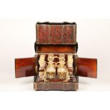 19th century French boulle work liqueur cellar, hardwood case with exterior boulle work