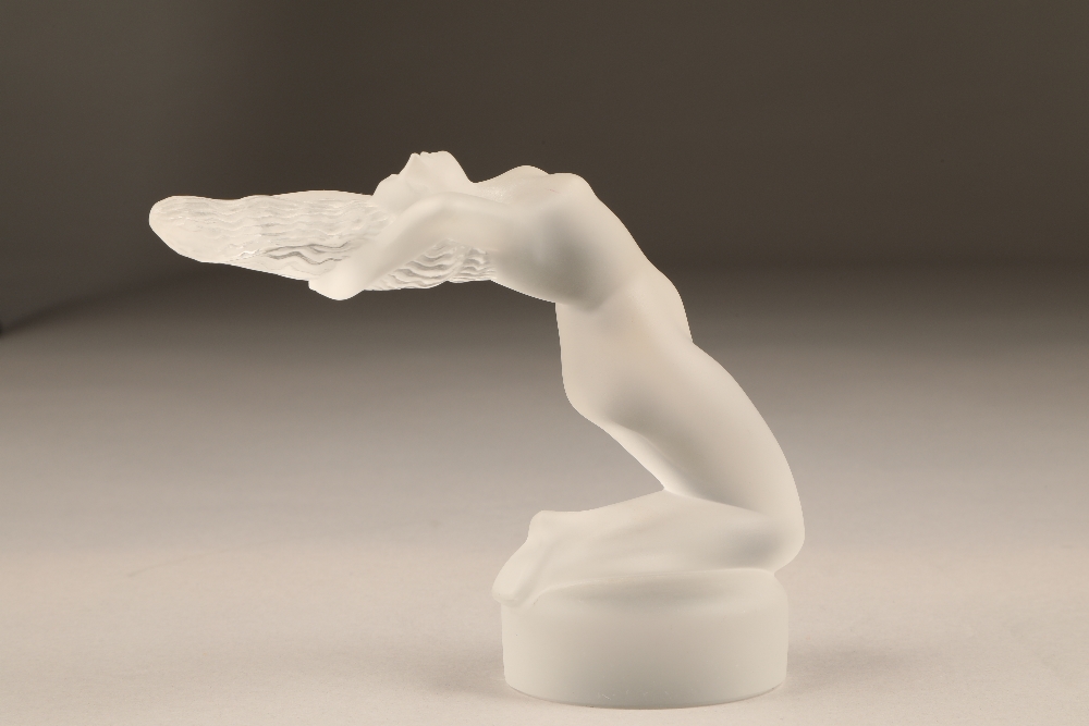 A Lalique frosted glass figure, of a nude female, arching backwards, etched Lalique ( R ) France, 13
