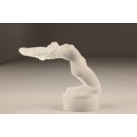 A Lalique frosted glass figure, of a nude female, arching backwards, etched Lalique ( R ) France, 13