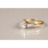 Ladies 18 carat gold diamond solitaire ring, one carat brilliant cut diamond, set in platinum