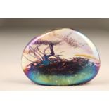 John Ditchfield for Glasform, an iridescent glass paperweight, etched to base Glasform J Ditchfield,