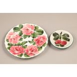 Wemyss pottery plate, hand painted with cabbage roses, 18cm diameter. Plus a Wemyss pottery