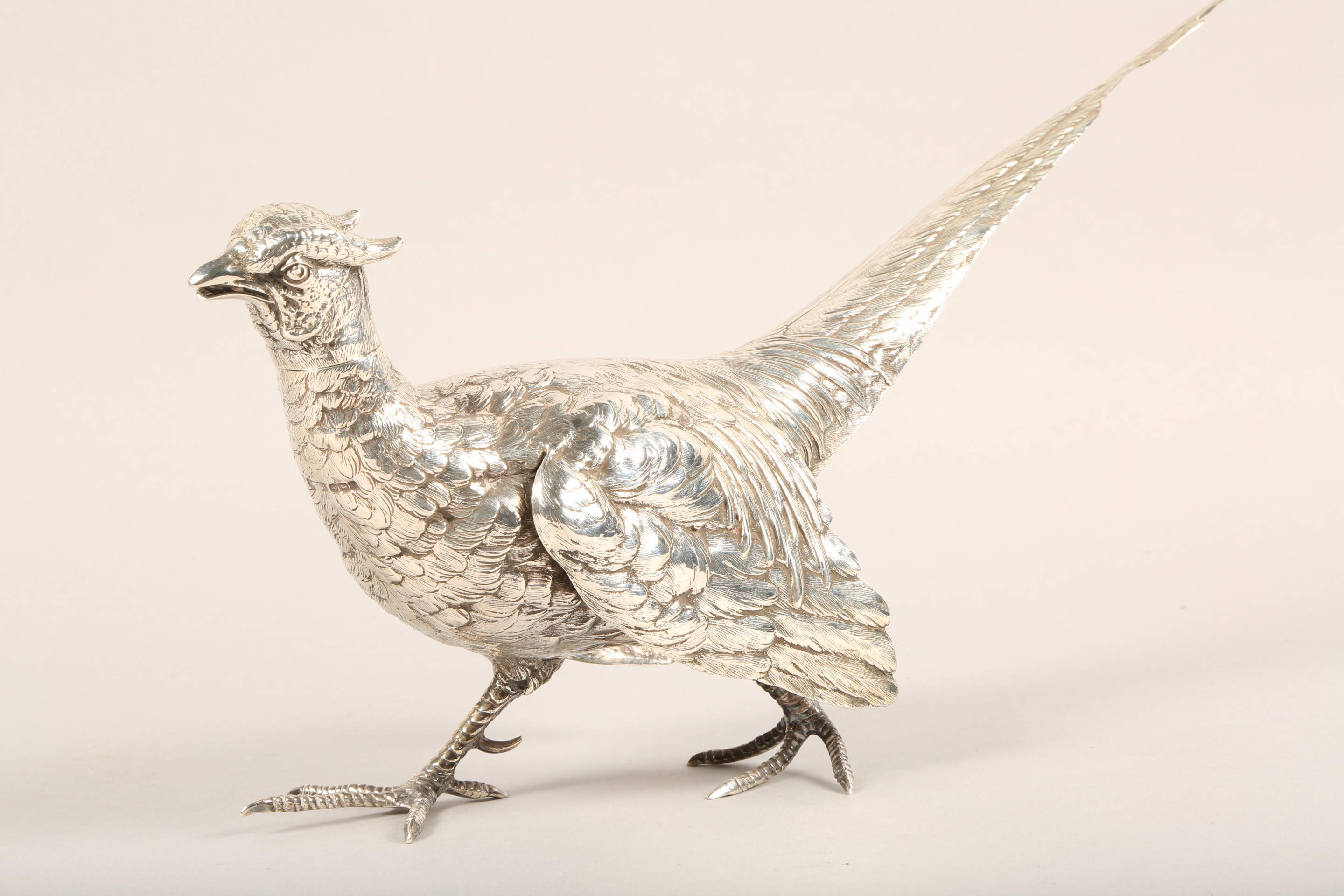 1920s silver pheasant table centre piece, assay marked Sheffield 1924, 40cm long, weight 843g. - Image 10 of 10