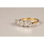 Five stone diamond ring, set with five graduated old cut diamonds, 0.33 carat to centre flanked by